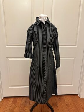 a new day Black and White Pinstripe Long Sleeve Shirt Dress